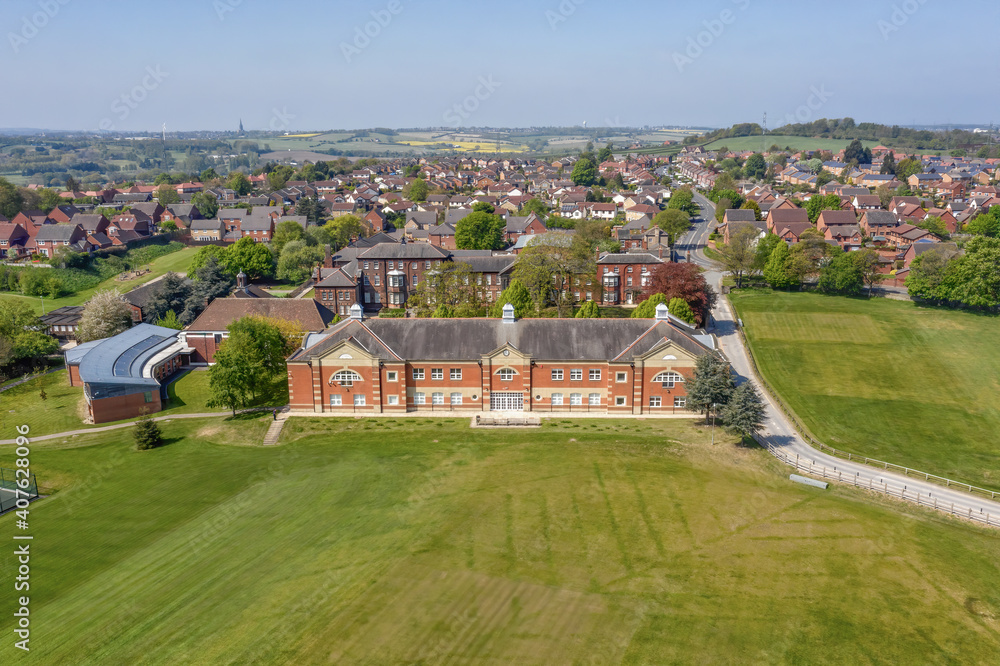 Silcoates School Wrenthorpe near Wakefield West Yorkshire. Aerial drone photo on a summer day