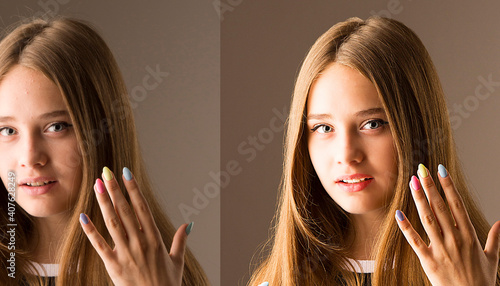 Tableau sur toile Before-after processing
