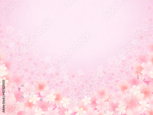 咲き誇る満開桜　ピンク背景 © 桜 マチ