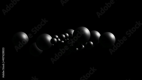 group of floating glass bubbles, 3d illustration