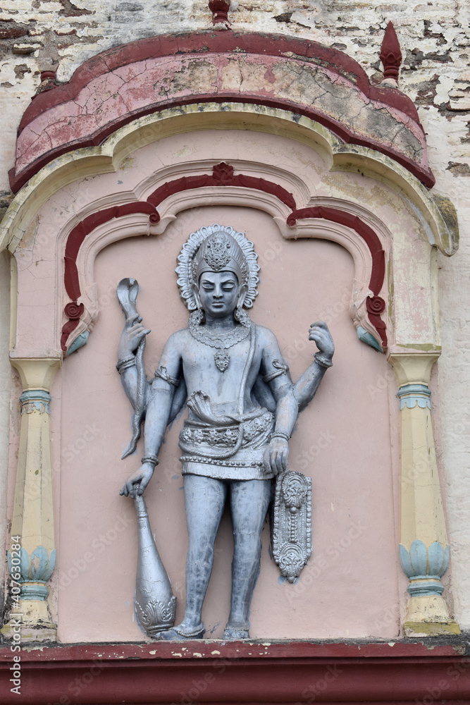 Dwarpal at the Gate of Vishnu  temple, Devdeveshwar, Parvati hill.  This palace was built by Shrimant Peshwa in 1795, Pune, Maharashtra.