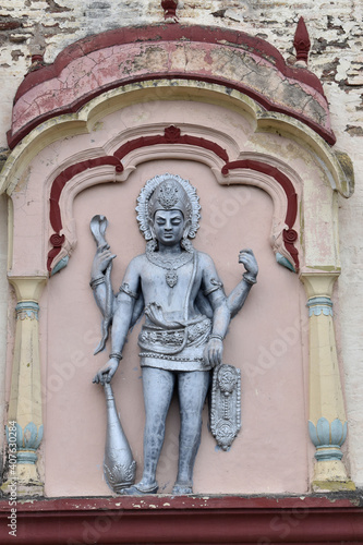 Dwarpal at the Gate of Vishnu temple, Devdeveshwar, Parvati hill. This palace was built by Shrimant Peshwa in 1795, Pune, Maharashtra.