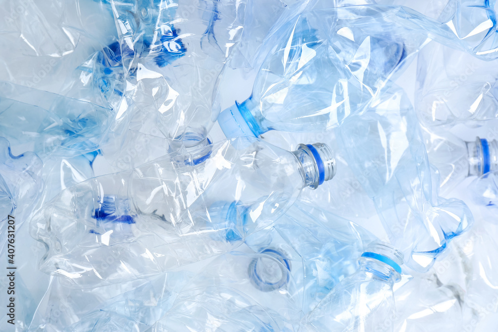 Many used plastic bottles as background, top view. Recycling problem Many used plastic bottles as background, top view. Recycling problem