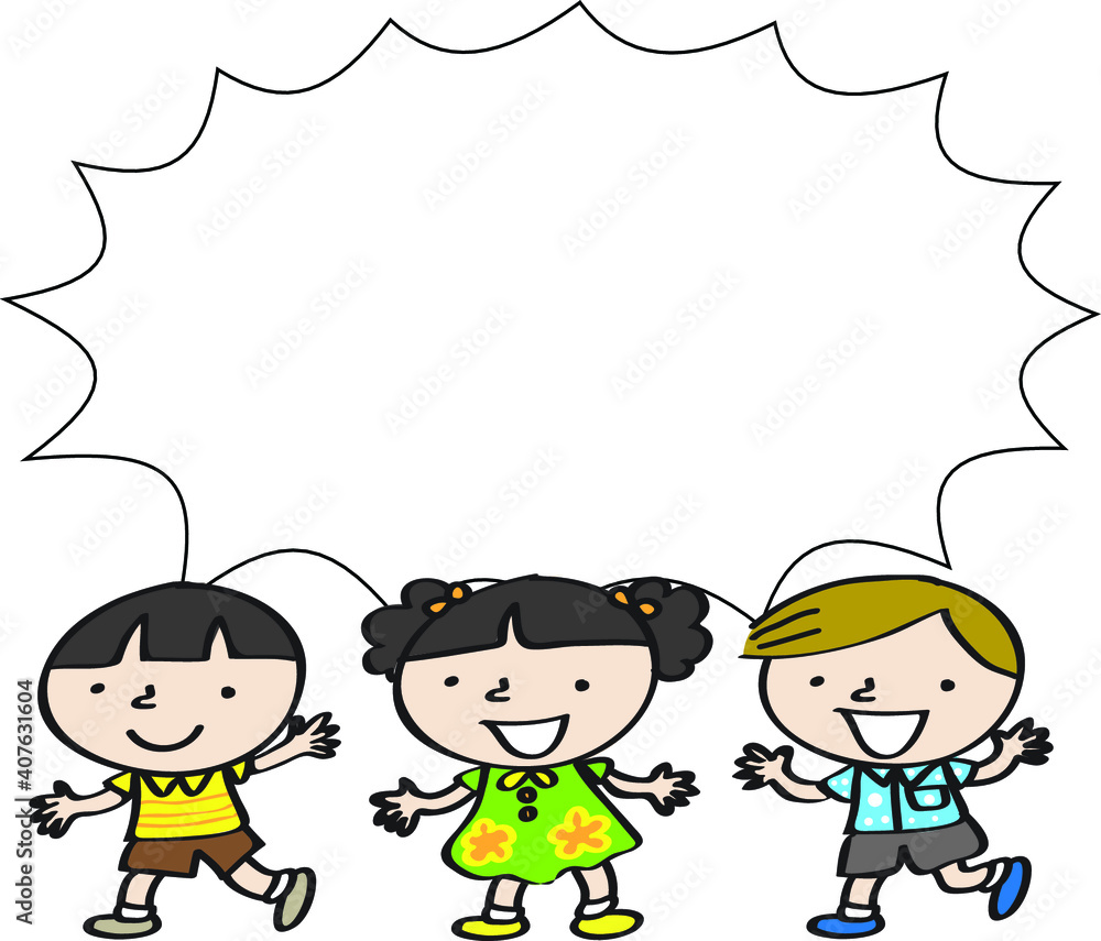 vector cartoon kids with border card background vector cartoon kids with border card background