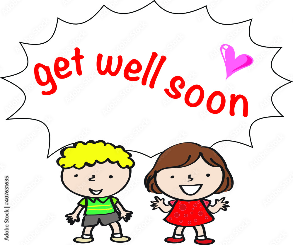 vector cartoon get well soon card