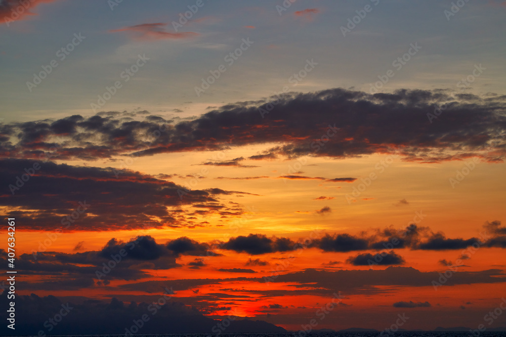 Morning Skyline Sunrise orange sky and cloud background