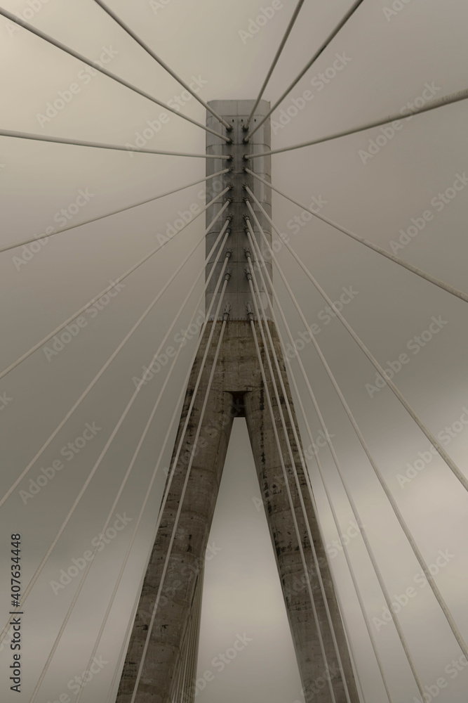 Pedestrian bridge support with steel cables Pedestrian bridge support with steel cables