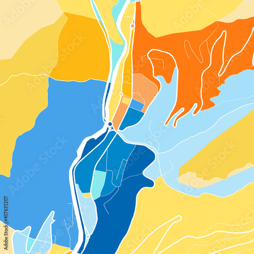 Art map of SantJuliadeLoria, Andorra in Blue Orange photo