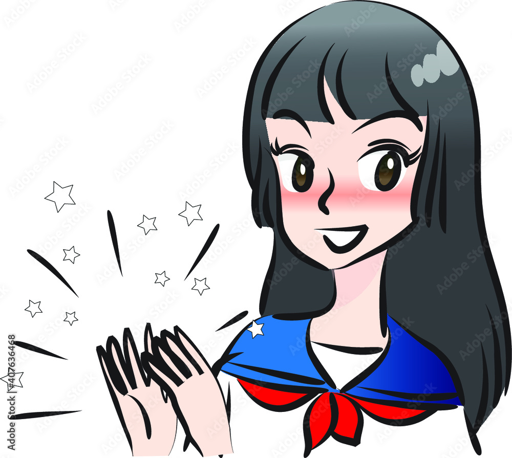 vector drawing hight girl emoji set