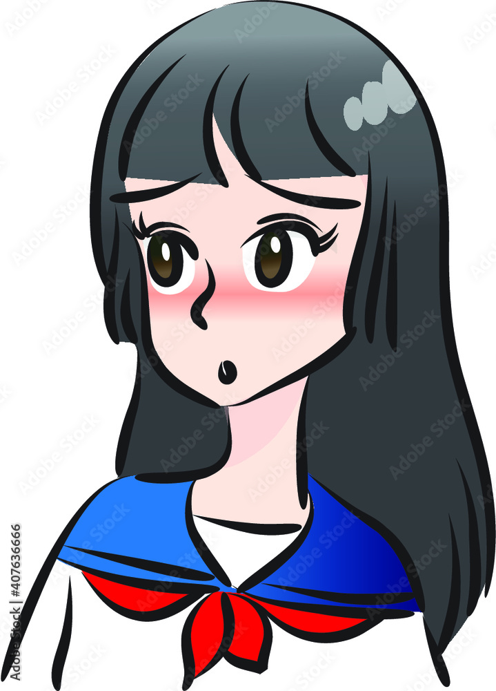 vector drawing hight girl emoji set vector drawing hight girl emoji set
