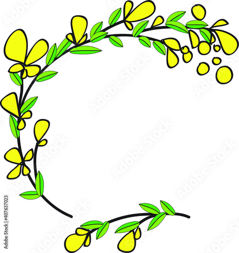 vector drawing plant flowers leaf border frame card background set