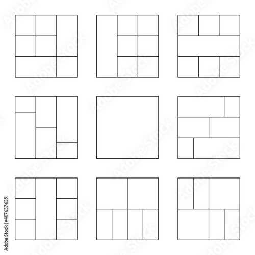 Photo collage set. Templates for photo in line style. Empty photo collage. Vector