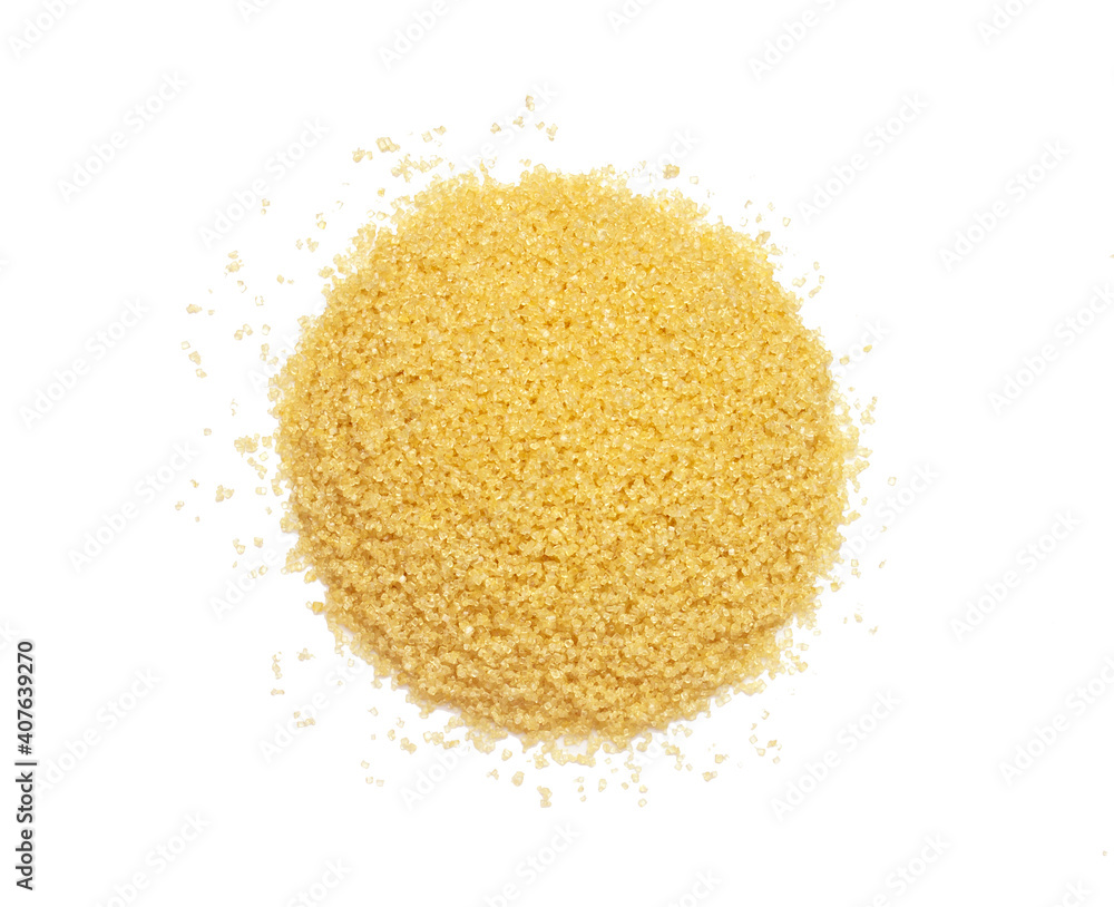 brown sugar on white background , top view brown sugar on white background , top view