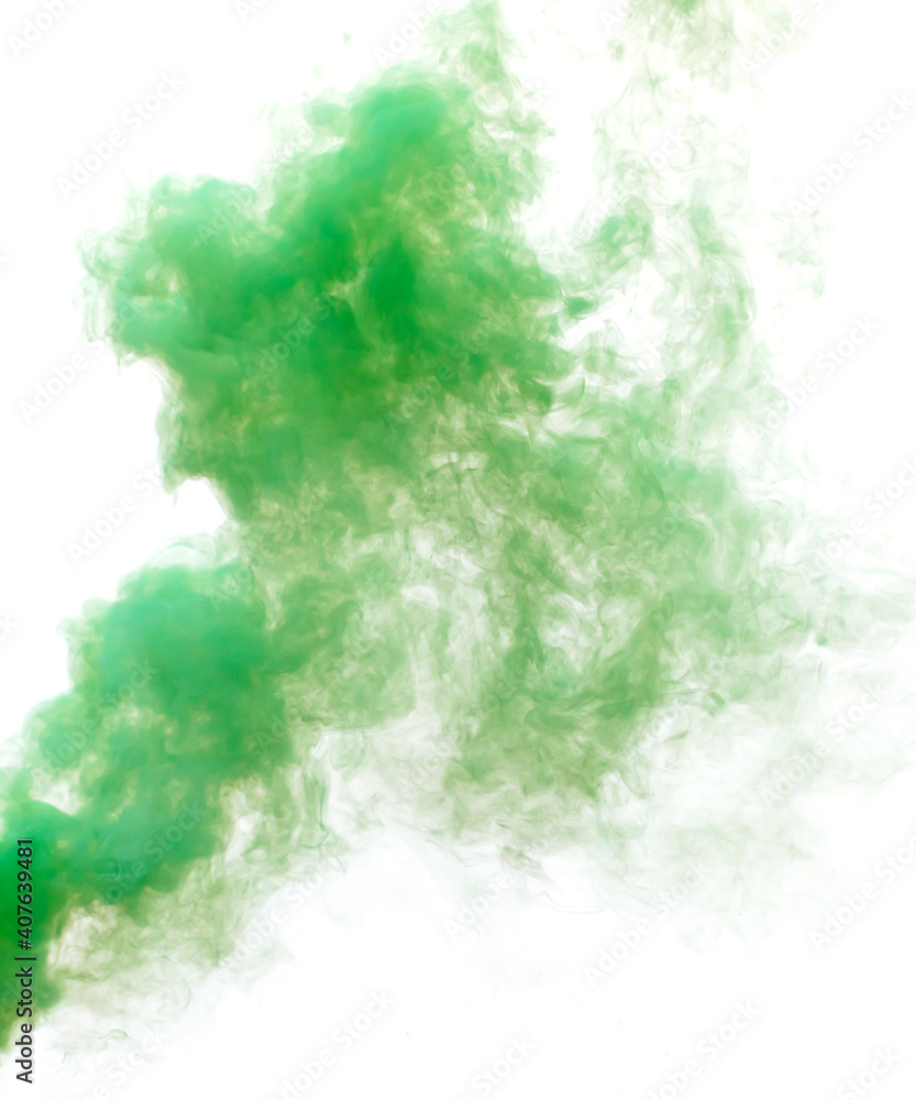 Green smoke isolated on a white