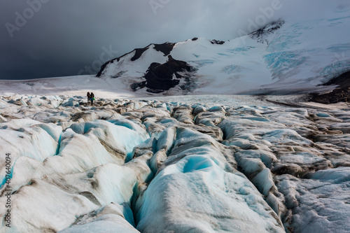 Ascent to Marconi pass with spectacular view of southern glacier of Gorra Blanca, Los Glaciares National Park (AG)