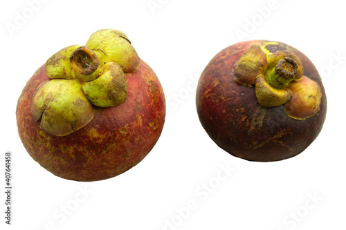 mangosteen in a cut close up Asian exotic fruits