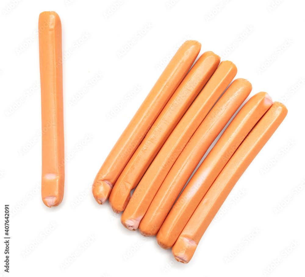 Meat sausages isolated on a white Meat sausages isolated on a white