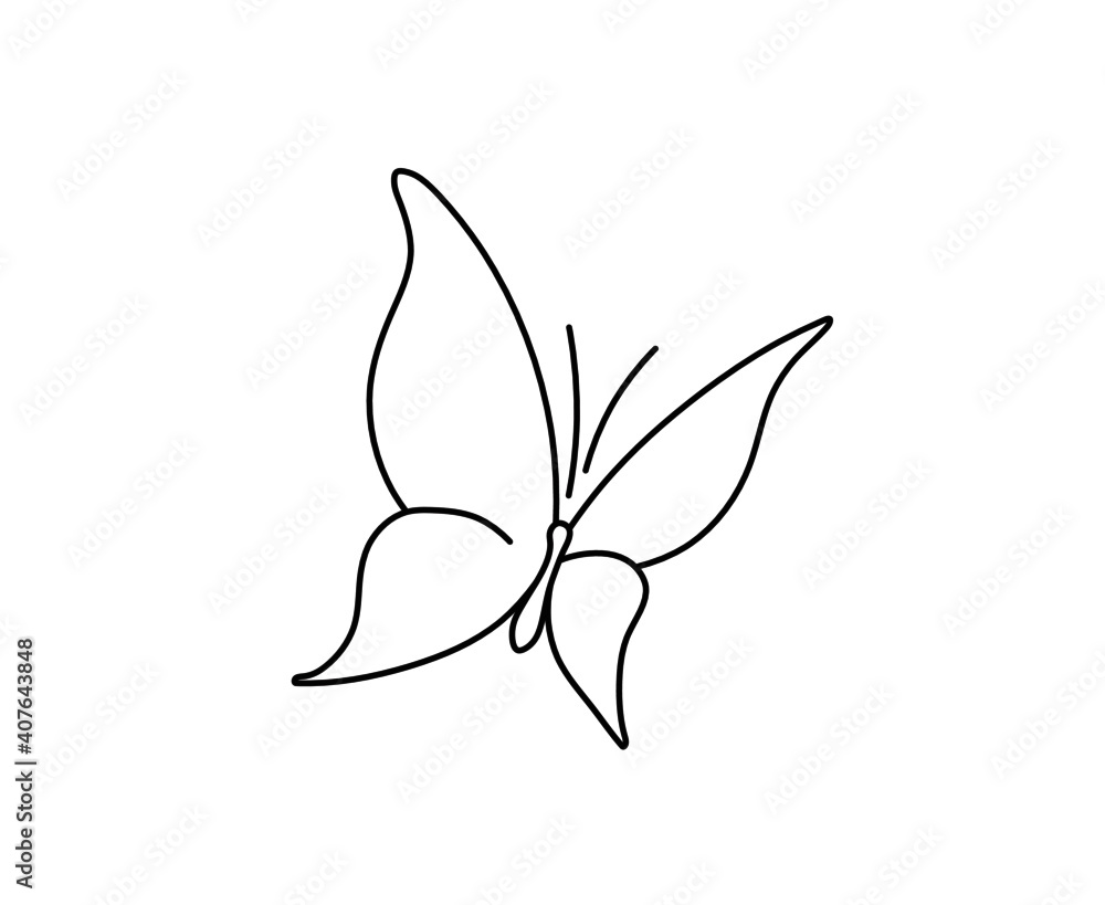 Vector isolated simple minimal tiny butterfly outline sketch ...