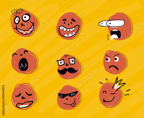 Set of different crazy meme faces