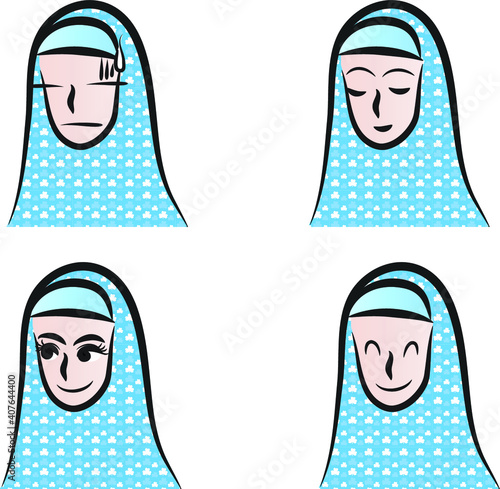 vector cartoon beauty with scarf emoji emoticon pack