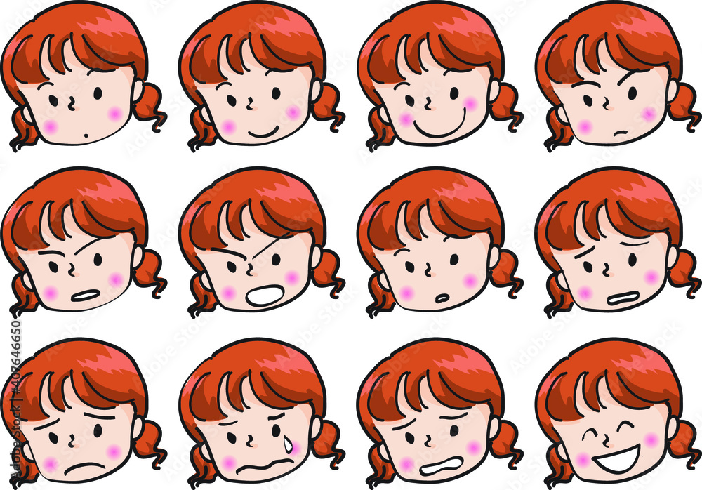 vector drawing girl emoji set vector drawing girl emoji set