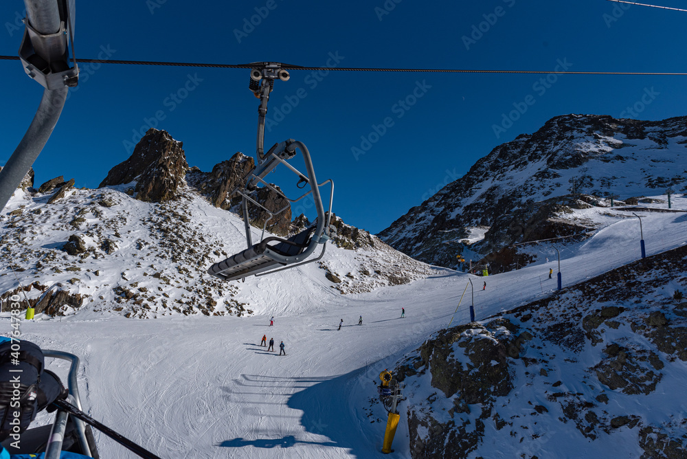 Ordino Arcalis by Grandvalira Pyrenees station in winter 2021
