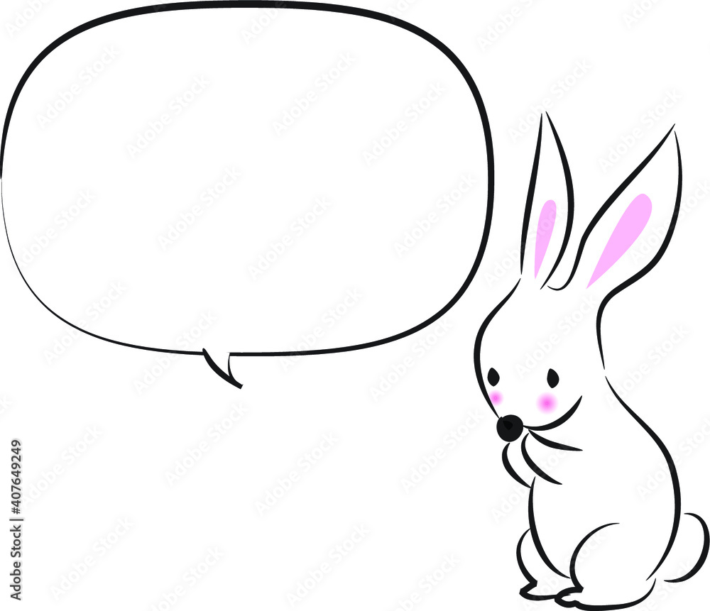vector drawing cartoon rabbit with speech bubble set vector drawing cartoon rabbit with speech bubble set