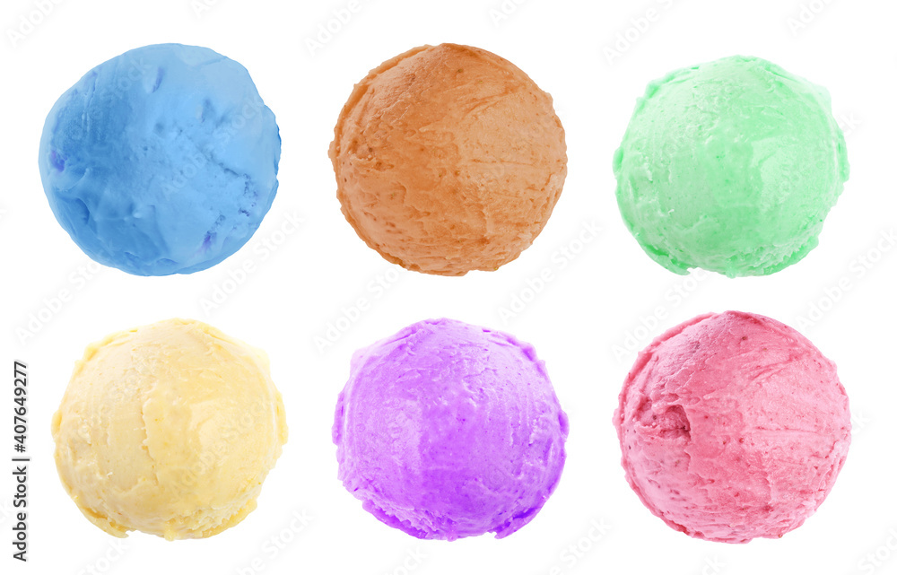 Set with different delicious ice creams on white background Set with different delicious ice creams on white background