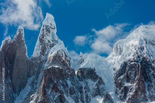 Majestic Cerro Torre mountain taken from place known as Circo de los Altares (Circuit of the Altars), Los Glaciares National Park (AG)
