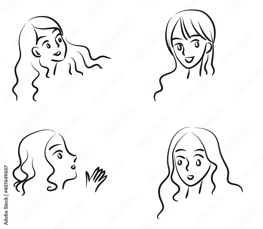 vector drawing beauty face design set vector drawing beauty face design set