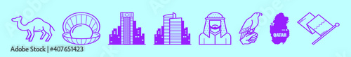 set of qatar cartoon icon design template with various models. vector illustration isolated on blue background