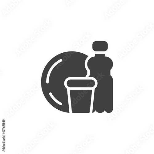 Plastic waste vector icon. filled flat sign for mobile concept and web design. Disposable tableware glyph icon. Symbol, logo illustration. Vector graphics