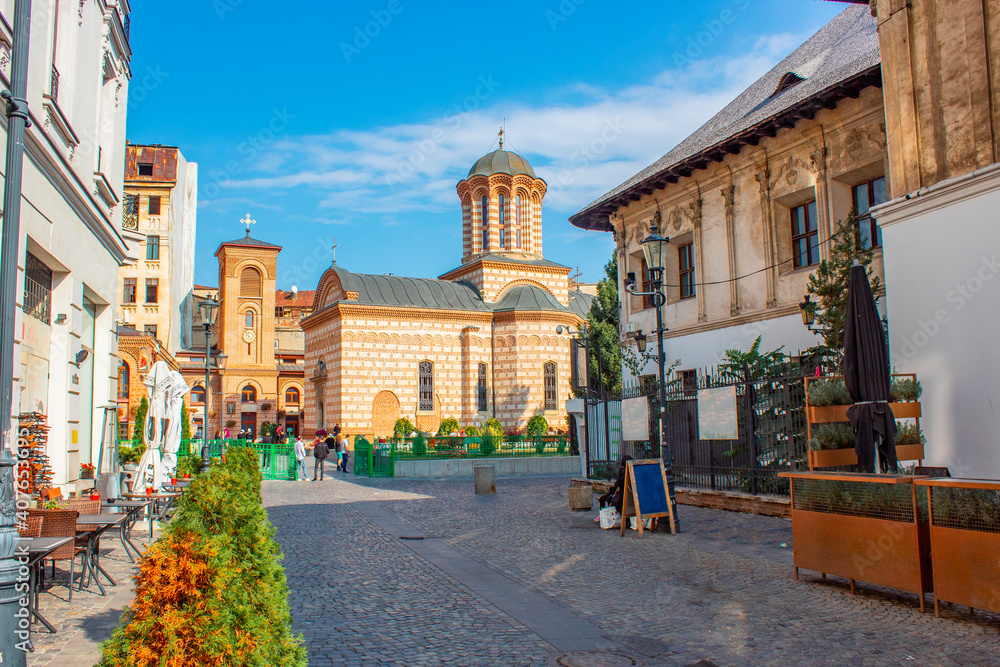 Bucharest, Romania - 10 12 2018 Sfantul Anton Buna Vestire' (Old court church) in the Old Town area of city