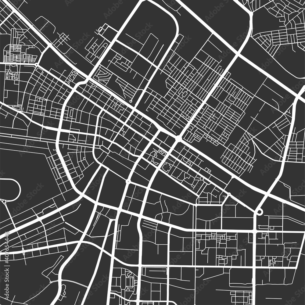 Urban city map of Ashgabat. Vector poster. Grayscale street map.