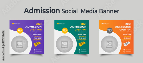 Admission social media post template design, Suitable for junior and senior high school promotion banner