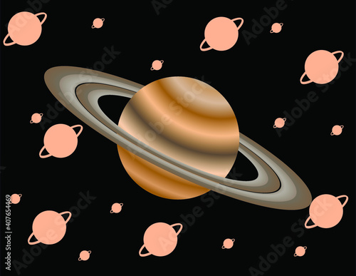 vector illustration of saturn. planet of the solar system with rings. saturn with rings. flat illustration of gas planet with rings