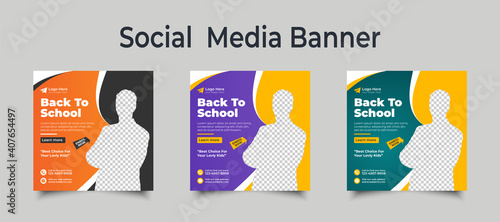 Admission social media post template design, Suitable for junior and senior high school promotion banner