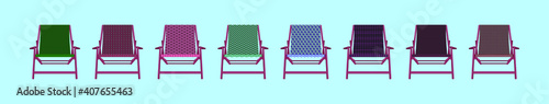 set of deck chair cartoon icon design template with various models. vector illustration isolated on blue background