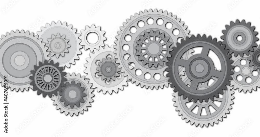 Seamless loop animation of spinning grey gear on white background 4k video Seamless loop animation of spinning grey gear on white background 4k video