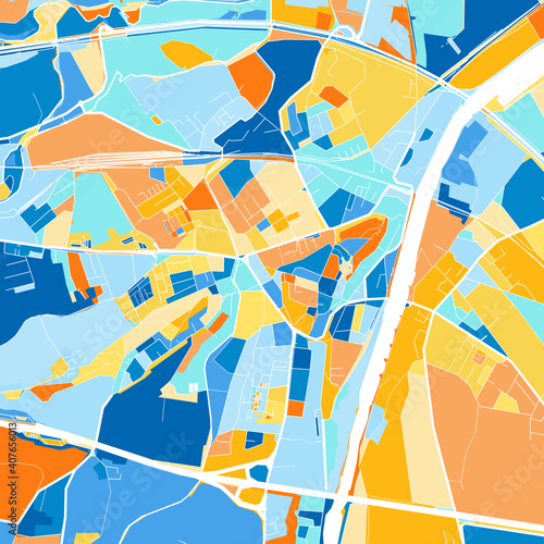 Art map of Enns, Austria in Blue Orange