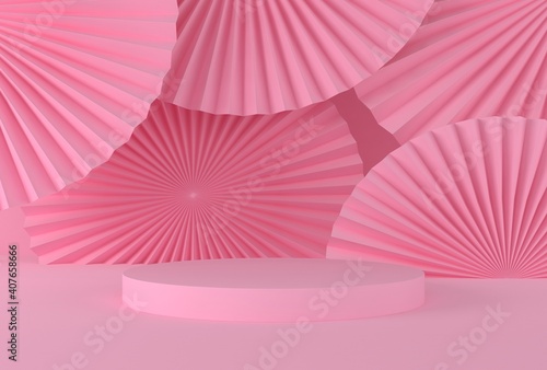 Abstract minimal scene pastel color design for cosmetic or product display podium 3d render. 