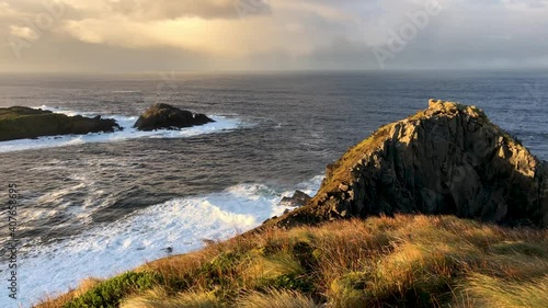 Cape Horn at sunset and the typical Chilean Patagonian vegetation.