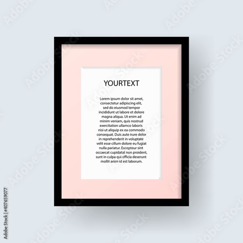 Blank modern A4 frame . 3D realistic picture frame for A4 image or text. Blank white picture frame mockup template on isolated transparent background.