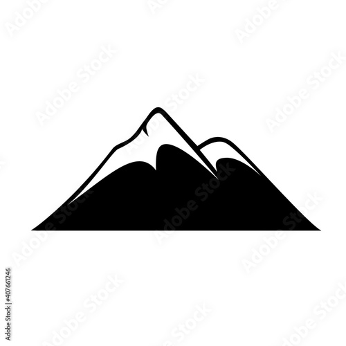 Silhouette of a mountain isolated on a white background. . Flat vector illustration.