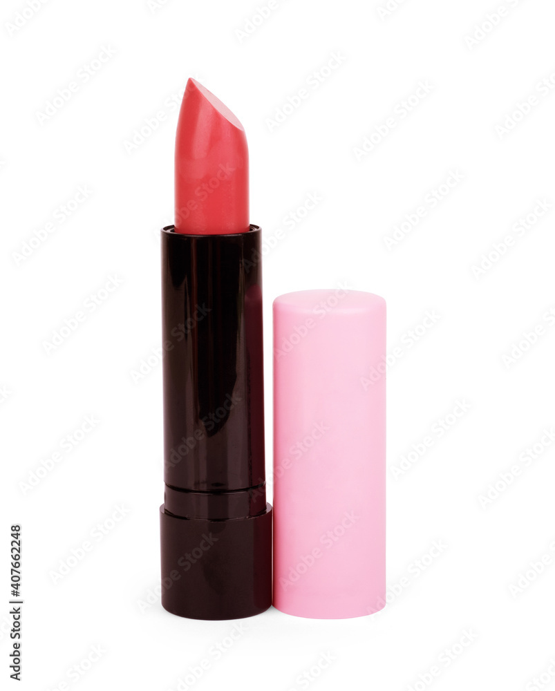 Single opened red lipstick isolated on white background Single opened red lipstick isolated on white background