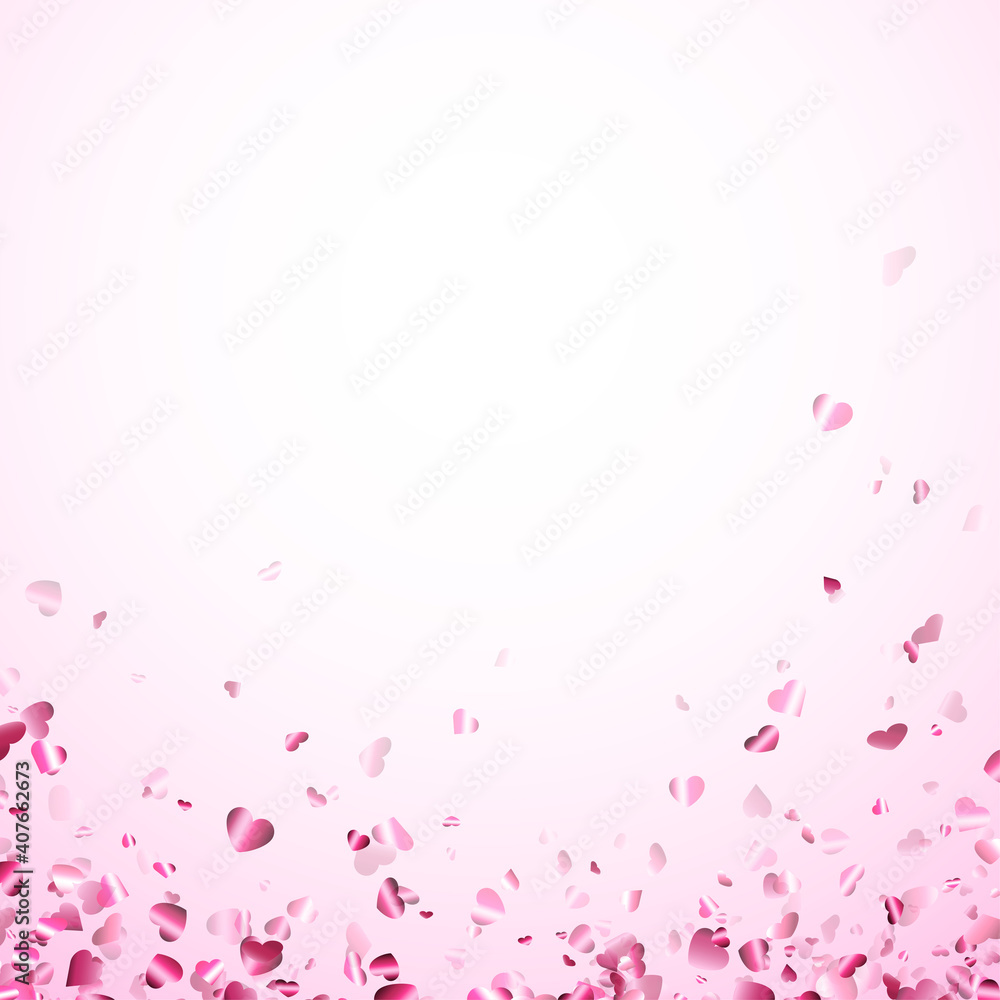 Pink hearts confetti frame on light pink background. Pink hearts confetti frame on light pink background.