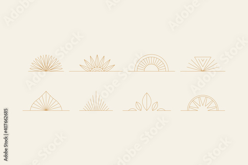 elements-03Vector set of linear boho icons and symbols - sun logo design templates  - abstract design elements for decoration in modern minimalist style