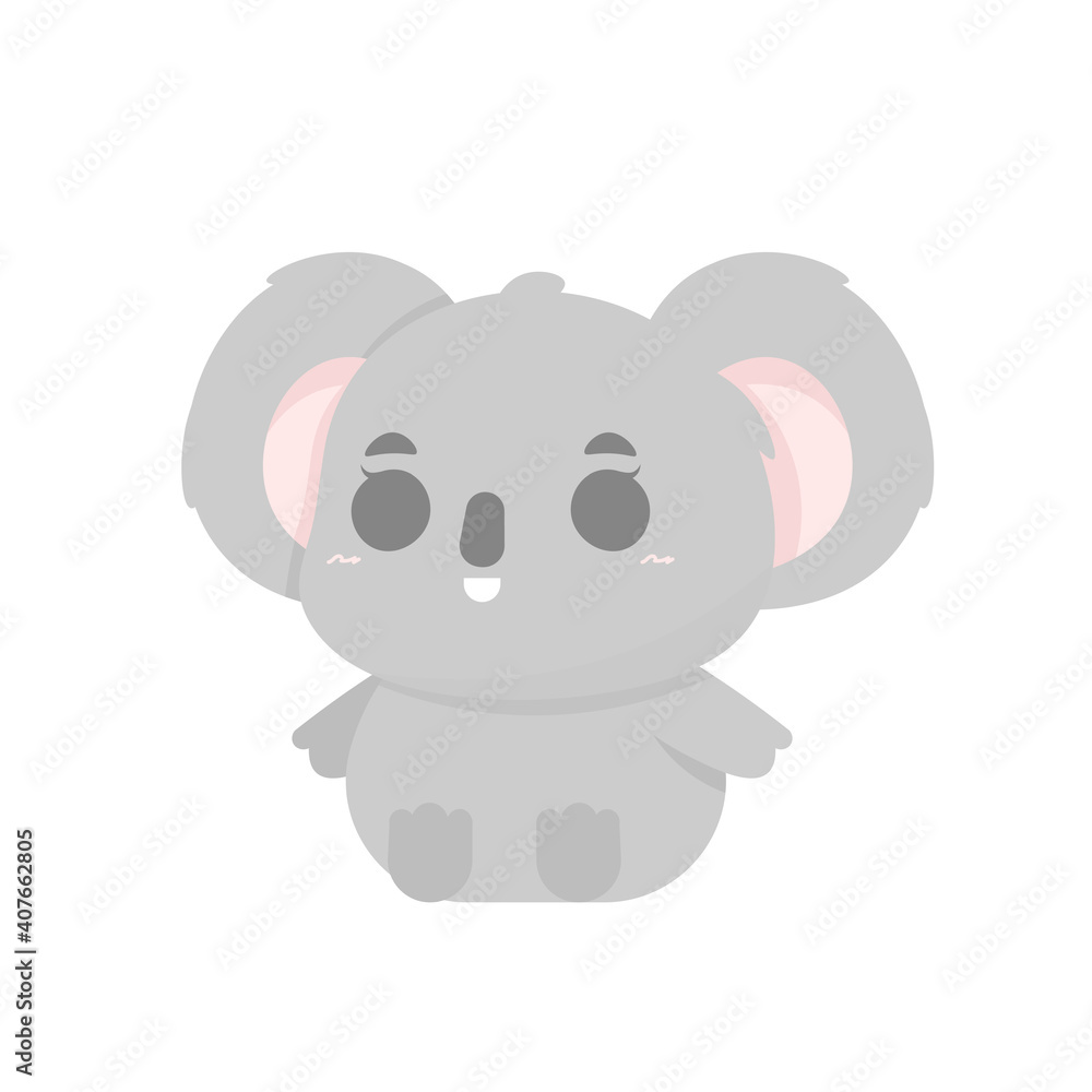vector illustration of chibi koala character. the koala's smiling and happy expression. funny, cute, and adorable animals. flat style. element design. can be used for mascot stickers and logos vector illustration of chibi koala character. the koala's smiling and happy expression. funny, cute, and adorable animals. flat style. element design. can be used for mascot stickers and logos