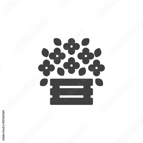 Flowers box vector icon. filled flat sign for mobile concept and web design. Bouquet of flowers in box glyph icon. Symbol, logo illustration. Vector graphics