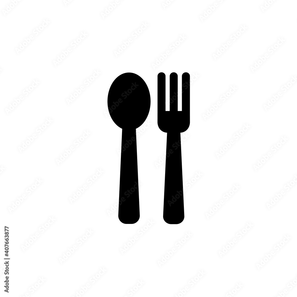 Spoon and fork silverware cutlery for eating line art vector icon for apps and websites Spoon and fork silverware cutlery for eating line art vector icon for apps and websites